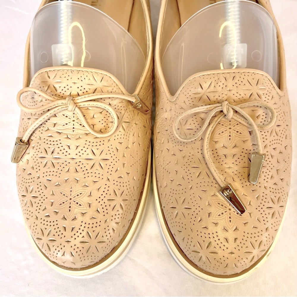 BALDININI Women’s Laser Cut Leather Loafers Blush Pink Italian Made EU size 40